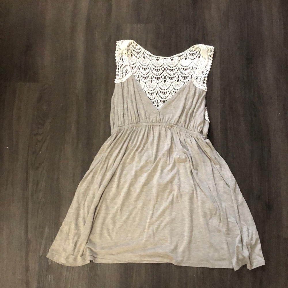 Heather print babydoll crochet top 2/20